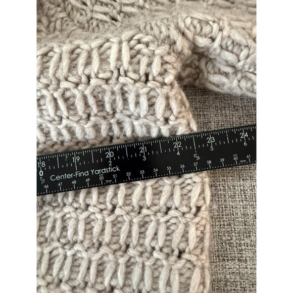 Ann Taylor Loft Cardigan M Oatmeal Front Long Wool Alpaca Chunky Knit Cottage - Picture 7 of 8